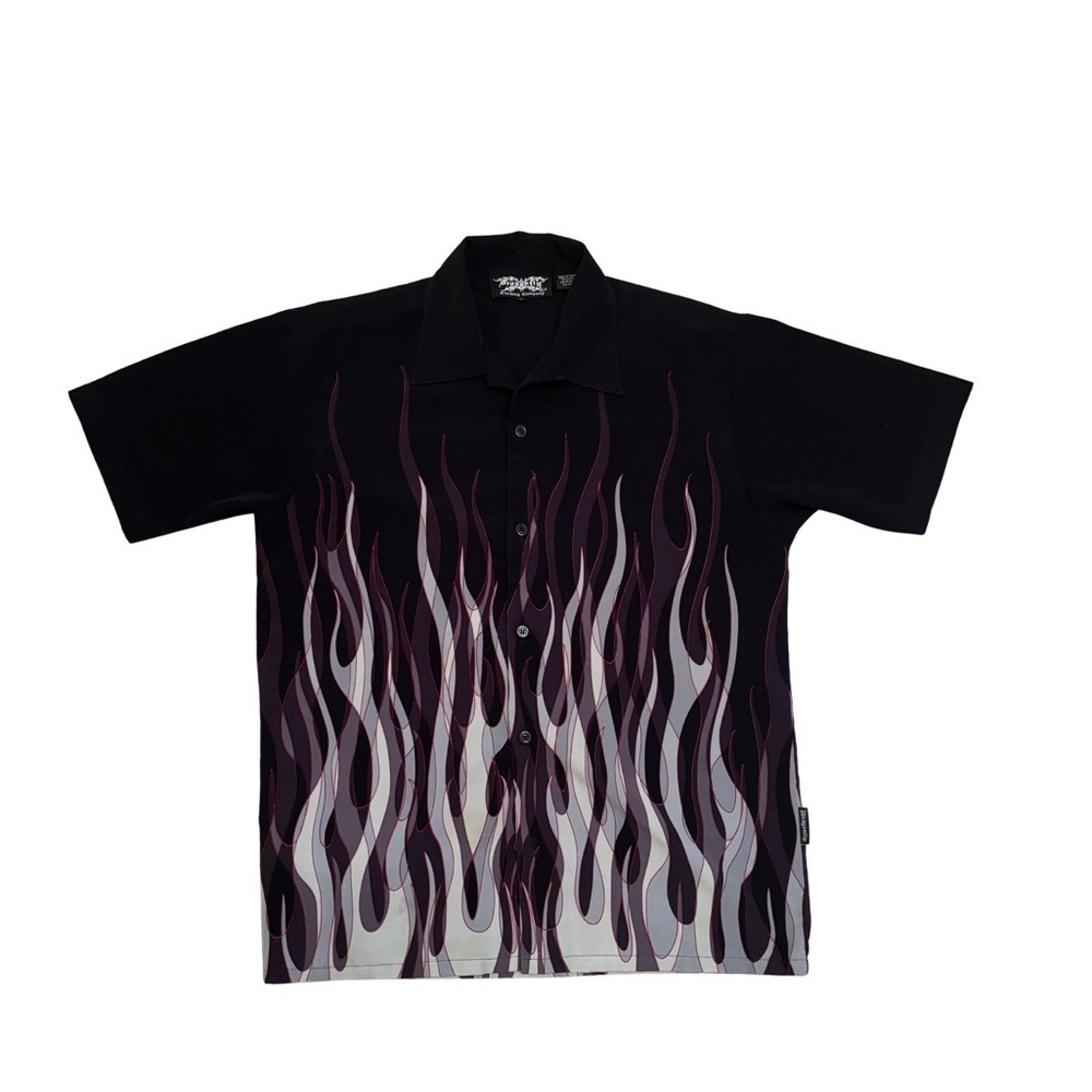 Dragonfly Y2K Men's Black Flame Shirt